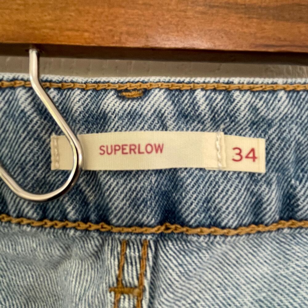 Levi’s Superlow Loose Jeans 34x32 Y2K Baggy Wide Leg Distressed NWT - Picture 4 of 7